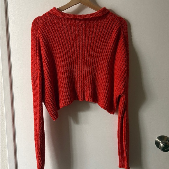 Urban Outfitters UO Simona Ribbed Red Orange Cardigan - Picture 6 of 6